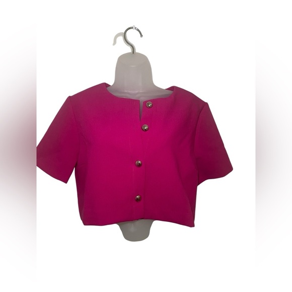 Amanda Uprichard Pink Crop Blouse Size Large – Sample Sale, New Without Tags - Picture 2 of 5